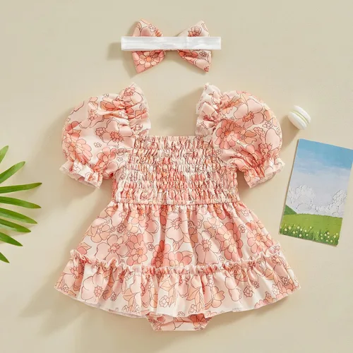 Miniatura 47 de Mameluco de verano para niña, sin mangas, vintage, con burbujas, vestido de mameluco lindo y diadema