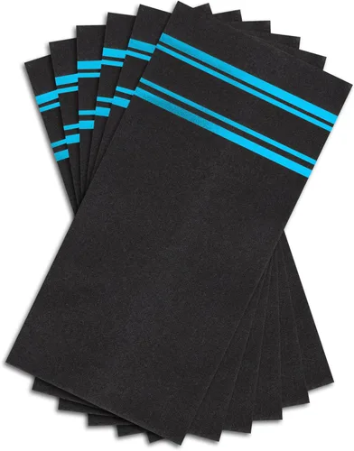 Miniatura 7 de Servilletas desechables de color azul oscuro brillante sobre negro, se siente como lino, papel suave de pulpa esponjosa, paquete de 50, 8.5 x 4