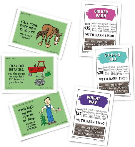 Miniatura 3 de Late for the Sky Juego de mesa Farm-Opoly: diversión de comercio de propiedades familiares, tema de granja, 2 a 6 jugadores, a partir de 8 años