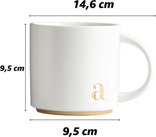 Miniatura 3 de COLLECTIVE HOME - Tazas de cerámica con monograma, tazas de café con inicial dorada de 15 onzas, elegantes tazas de té del alfabeto, elegante taza p
