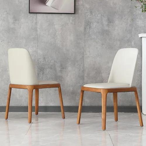 Miniatura 22 de Montary Juego de 2 sillas de comedor, modernas sillas de comedor con patas de acero dorado, elegantes sillas de piel sintética beige con respaldo