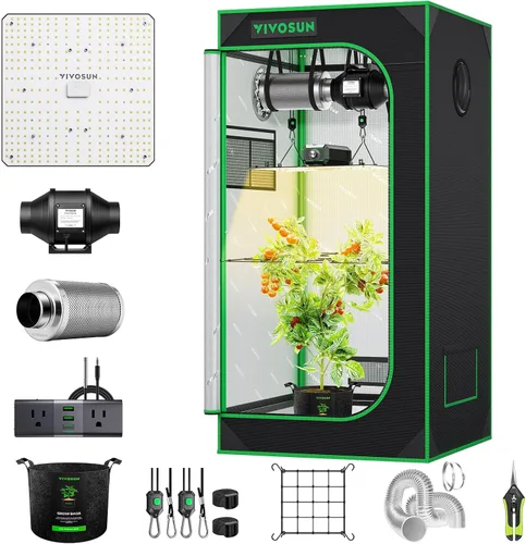 Miniatura 9 de VIVOSUN - Kit de tienda de cultivo, sistema completo de 2.7 × 2.7 pies, sistema de cultivo controlado por WiFi con luz LED de espectro completo