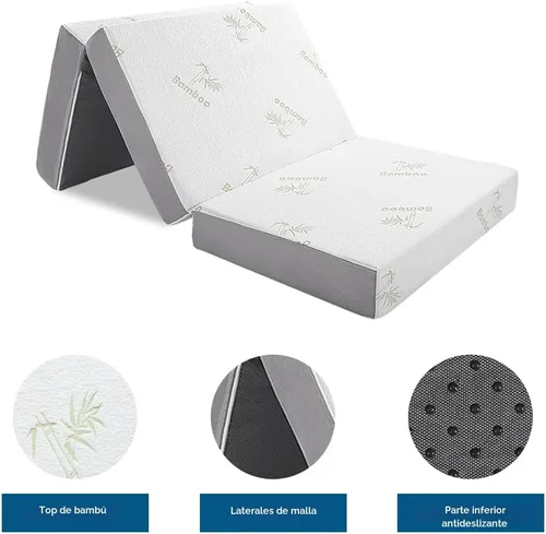 Miniatura 8 de Inofia Colchón plegable tamaño individual, colchón de espuma viscoelástica triple de 6 pulgadas con funda extraíble ultrasuave, parte inferior