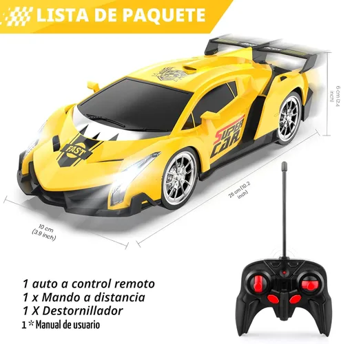 Miniatura 5 de Growsland Coche de control remoto, autos RC para niños 1:18, auto eléctrico de juguete para pasatiempos de carreras con luces y controlador, regalo
