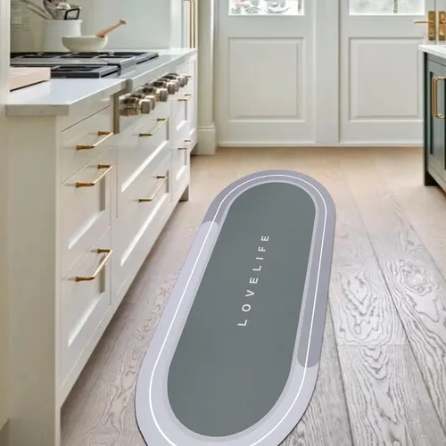 Miniatura 35 de Tapetes de baño de goma de secado rápido, antideslizantes, súper absorbentes, de secado instantáneo, alfombra de baño frente al fregadero de la Beige