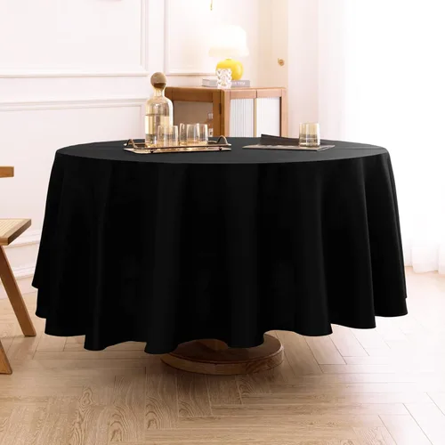 Miniatura 16 de Paquete de 2 manteles redondos de 90 pulgadas, manteles lavables de poliéster de lino decorativo para la mesa del comedor, banquetes, fiestas