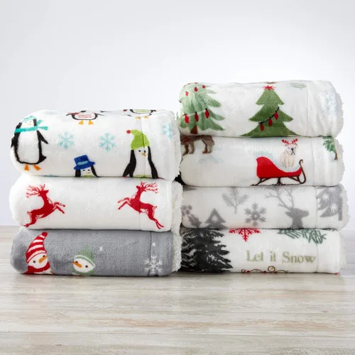 Miniatura 4 de Great Bay Home Manta de Navidad de 50 x 60 pulgadas de vellón sherpa, de felpa suave y aterciopelada, para el sofá o la cama, cálida y cómoda