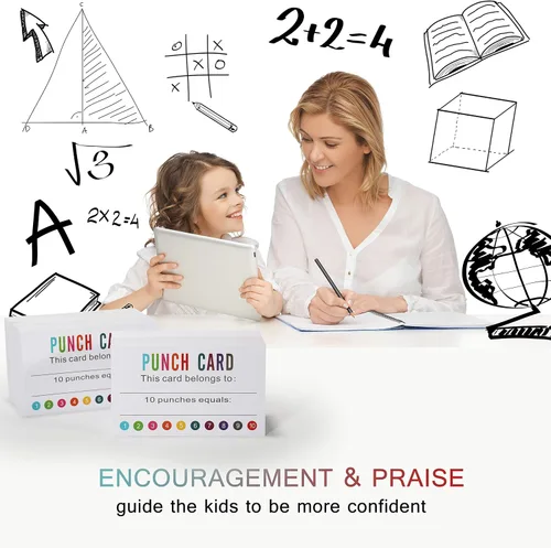 Miniatura 3 de ONEDONE Tarjetas perforadas (paquete de 200) tarjetas de recompensa para premios de incentivo de comportamiento en el aula para niños, estudiantes