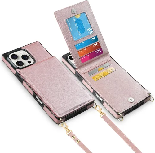 Miniatura 12 de Vofolen Funda para iPhone 11 con tarjetero con bloqueo RFID, correa ajustable, cierre magnético, resistente, a prueba de golpes, funda protectora