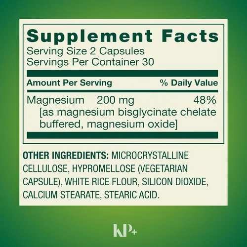 Miniatura 5 de KP+ Magnesio 200 mg Apoyo para dormir Salud ósea y muscular 60 cápsulas vegetarianas Paquete de 3