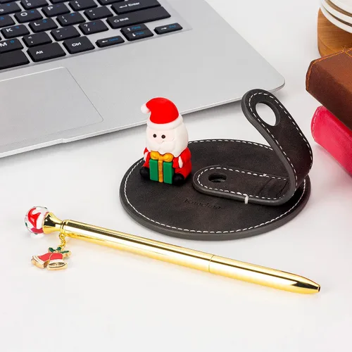 Miniatura 4 de Soporte de escritorio de cuero para bolígrafo y bolígrafo de escritorio, bolígrafos de regalo de escritura divertidos, decoración de fiesta escolar