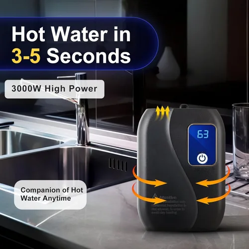 Miniatura 2 de Calentador de agua eléctrico, calentador de agua caliente de 3000 W 110 V, mini calentador de agua eléctrico instantáneo sin tanque, calentador