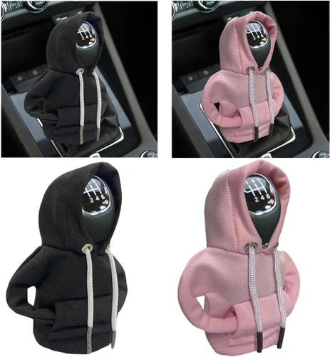 Miniatura 14 de JOYCOURT 2 fundas para palanca de cambios de automóvil, sudadera con capucha cálida y a la moda, perilla de cambio de automóvil, decoración de rojo