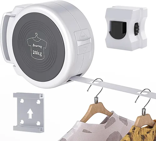 Tendedero retráctil, línea de ropa plegable para interiores con agujero de secado fijo, línea de lavandería portátil resistente para dormitorio,