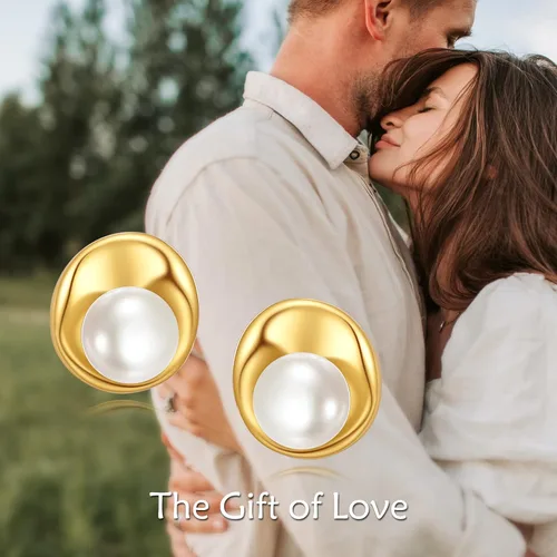 Miniatura 4 de Aretes de oro amarillo de 14 quilates, diseño de puntos, estrellacorazón, lindos aretes clásicos de oro para mujer