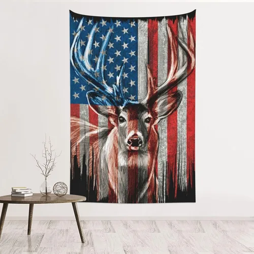 Miniatura 12 de JUHIOPOI Tapiz retro con bandera americana, decoración de pared, tapiz de arte para colgar en la pared, tapiz de pared para dormitorio, sala