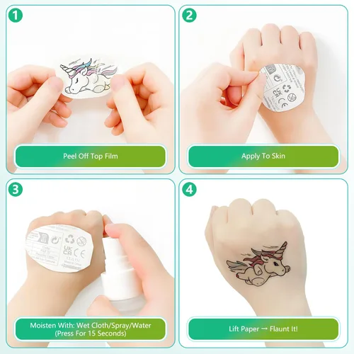 Miniatura 3 de 150+ Tatuajes temporales que brillan en la oscuridad para niñas – Envueltos individualmente, impermeables, brillan en la oscuridad – Temas