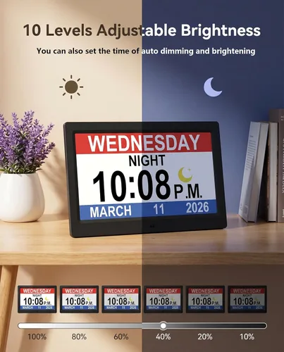 Miniatura 4 de Reloj Digital Extra Grande de 11.5 Pulgadas con 19 Alarmas, Hora Hablada Fuerte, 20 Recordatorios Personalizados, Horario de Verano Automático