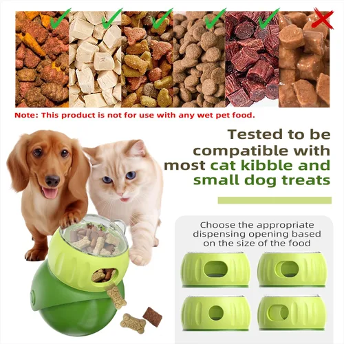 Miniatura 4 de KADTC Bola dispensadora de golosinas tambaleante para gatos de interior y perro pequeño/pequeño, juguete de enriquecimiento interactivo, bolas