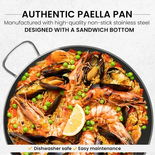 Miniatura 2 de Machika Sartén de acero inoxidable con superficie antiadherente Sartén grande perfecta para preparar comida mediterránea Fondo de sándwich 7
