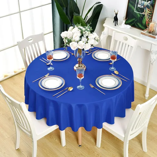 Miniatura 25 de Mantel redondo color crema, impermeable, resistente a las manchas, sin arrugas, poliéster de 210 GSM, lavable, lavable, lavable, para fiestas