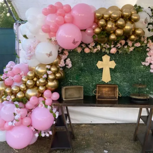 Miniatura 6 de Globos de látex rosa dorado y blanco, paquete de 50 globos de fiesta de 12 pulgadas, globos de helio para niña, baby shower, cumpleaños, despedida