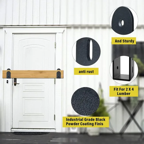 Miniatura 2 de Barra de seguridad para puerta, soportes de barricada de puerta resistentes para madera de 2 x 4, soporte de barra abierta de acero en U