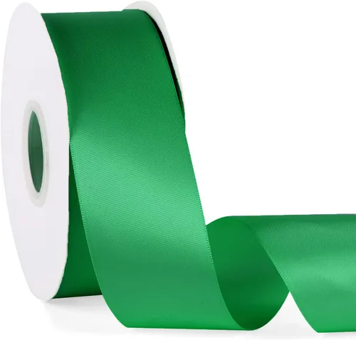 Miniatura 67 de Cinta de satén verde manzana de doble cara de 1-1/2 pulgadas x 50 yardas, cinta continua de poliéster de alta densidad para envolver regalos, bodas