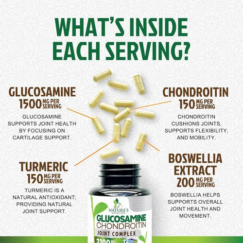 Miniatura 3 de Glucosamina Condroitina MSM 2100mg - Suplemento de apoyo articular de 3 veces fuerza para movilidad articular y comodidad para hombres y mujeres