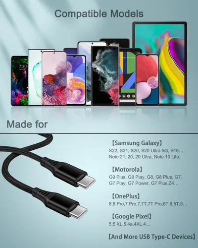 Miniatura 7 de Cable USB tipo C para iPhone 17e 17 para Apple iPhone 16e/16/15 Plus/17 Pro Max, cable de carga rápida de 6 pies de Android tipo C a C para Samsung