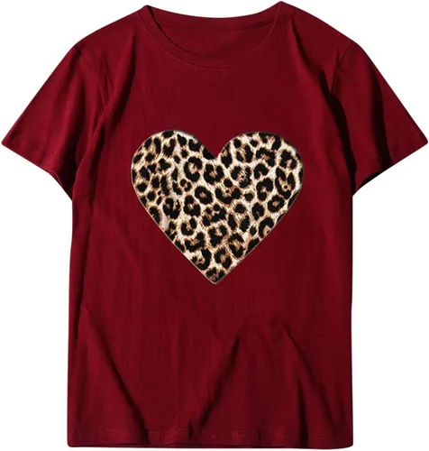 Miniatura 73 de Camisetas de manga corta con estampado de corazón para mujer, camisetas de ajuste regular, linda y divertida, ropa de regalo 2023