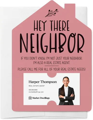 Miniatura 13 de Market Dwellings Juego de tarjetas de felicitación Hey There Neighbor Real Estate Mailers - Bienes raíces con sobres incluidos - Diseñado