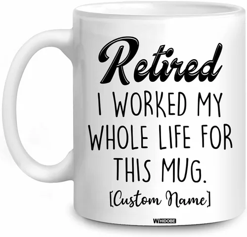 Miniatura 23 de WHIDOBE Taza de jubilación divertida personalizada con texto en inglés "Retired Not My Problem Any", taza para mujeres, hombres, papá, mamá, taza