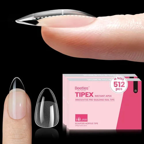 Miniatura 17 de Beetles Tipex - Uñas postizas con ápice instantáneo, 192 uñas, preconstruidas y pregrabadas, largas, cuadradas, fuertes y gruesas, uñas postizas a