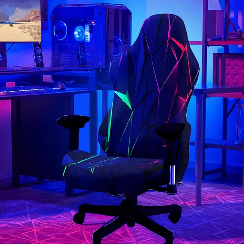 Miniatura 13 de Blacklight - Funda para silla de juegos, protector de silla de deportes electrónicos reactivo a los rayos UV con diseño de calavera de neón