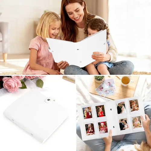 Miniatura 8 de Veicevol Álbum de fotos de 256 bolsillos para cámara Fujifilm Instax Mini, cubierta de cuero para fotos Polaroid, álbum de fotos de 2 x 3 para Blanco
