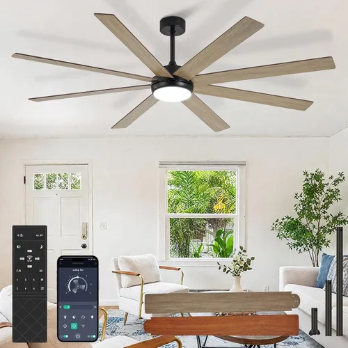 Miniatura 9 de Ventilador de Techo Grande con Luz: Ventilador Exterior de 100 Pulgadas - Ventilador de Techo Industrial con Control Remoto para Taller, Garaje
