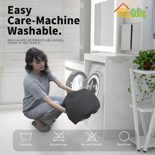 Miniatura 8 de Easy-Going - Funda elástica de vellón de 3 piezas para sofá biplaza, lavable, 2 fundas para cojines separados, protector para niños y mascotas, Gris