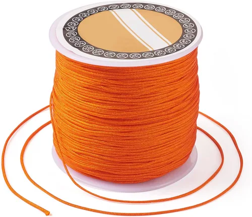 Miniatura 9 de Pandahall - Cordón de nailon para joyería de 109 yardas, cuerda de anudación china de hilo de macramé para joyería Kumihimo (vara dorada)