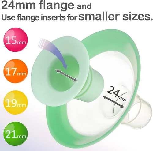 Miniatura 9 de Nenesupply Insertos de 0.669 in y bridas flexibles de 0.945 in compatibles con extractor de leche Lansinoh de repuesto a brida Lansinoh de 0.669 in
