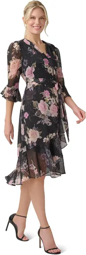 Miniatura 4 de Adrianna Papell Vestido cruzado de gasa floral para mujer