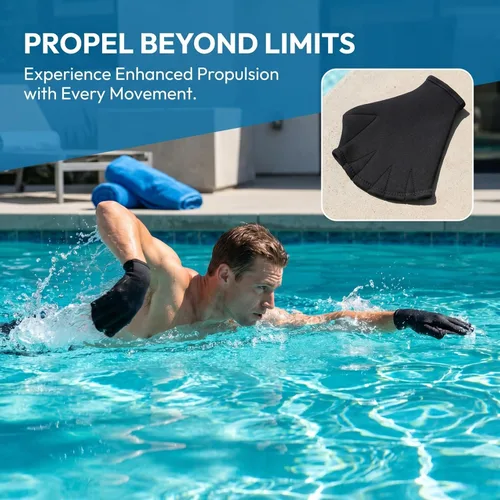 Miniatura 6 de BESPORTBLE Guantes de malla acuática para natación, entrenamiento acuático, resistencia al agua, ajuste acuático de entrenamiento acuático, palas