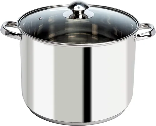 Olla sopera de acero inoxidable Ecolution, olla de cocina lista para inducción con tapa de vidrio, apta para horno, olla de sopa apta para