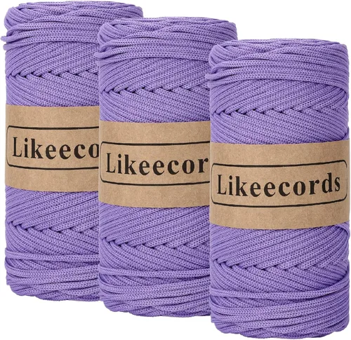 Miniatura 25 de Likeecords Cordón de macramé trenzado de poliéster de 0.157 in, 140 yardas/426 pies, hilo elástico para bolsa de ganchillo para manualidades, Verde