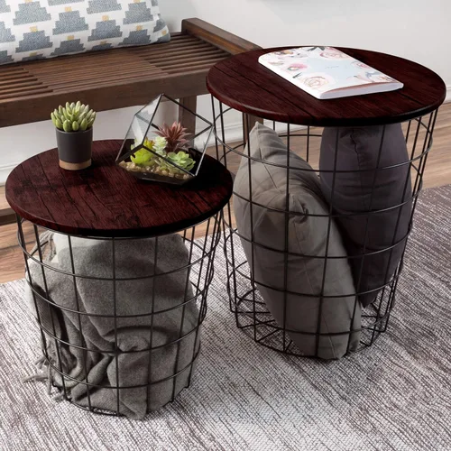 Miniatura 9 de Lavish Home - Mesas auxiliares apilables con almacenamiento Negro