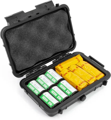 CASEMATIX Estuche rígido de película de 1.378 in – 7" resistente al agua y a la luz soporte para hasta 0.472 x 1.378 in o 8 x 120 rollos de