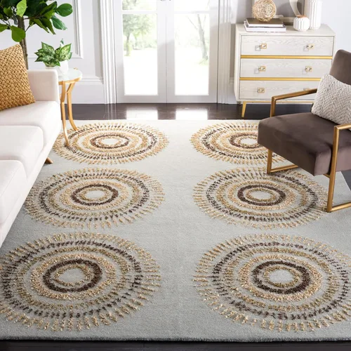 Miniatura 11 de SAFAVIEH Soho Collection SOH719B - Alfombra redonda de lana de primera calidad, hecha a mano, 6 pies, marrón y dorado Marrón/Oro