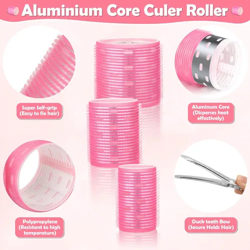 Miniatura 3 de Juego de rizadores de pelo jumbo térmicos con pinzas - 24 rodillos grandes de autoagarre para volumen y rizos en cabello largo, medio y corto