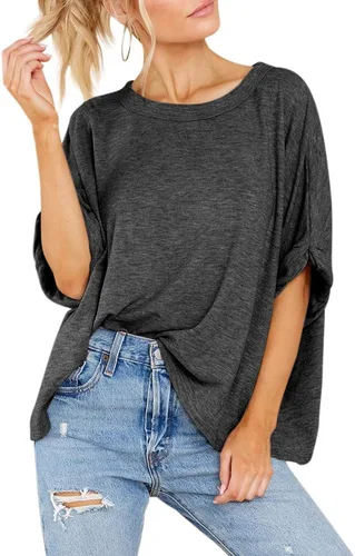 Miniatura 3 de Camiseta de gran tamaño para mujer, de verano, casual, de manga corta, holgada