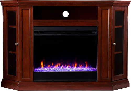Miniatura 2 de SEI Furniture Claremont Chimenea de esquina eléctrica convertible que cambia de color, color cereza